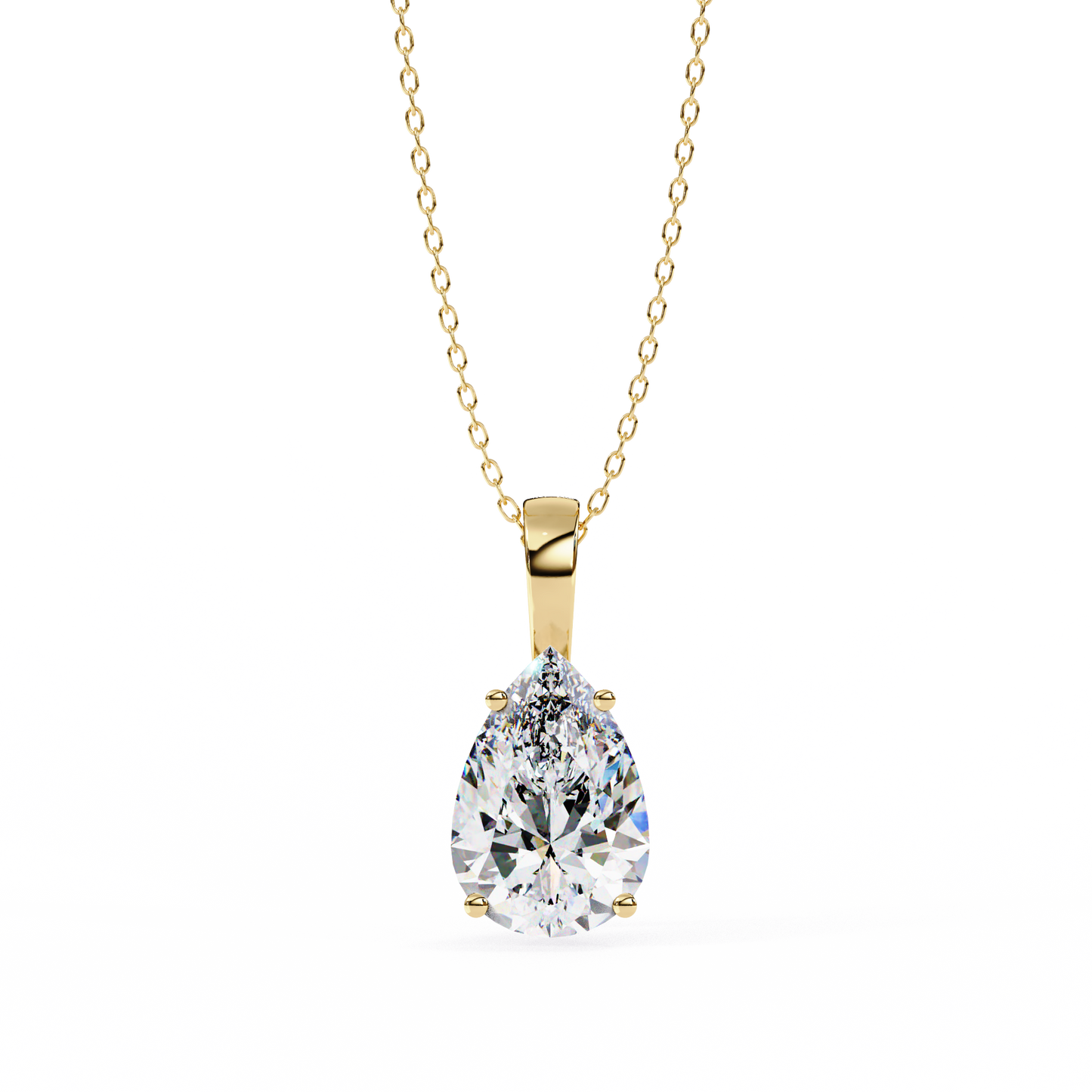 Lab Grown Solitaire Diamond Pendant Pear Stone (2.06ct) In 14K Gold Without Chain