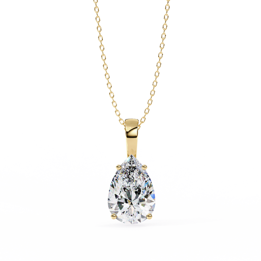 Lab Grown Solitaire Diamond Pendant Pear Stone (2.06ct) In 14K Gold Without Chain