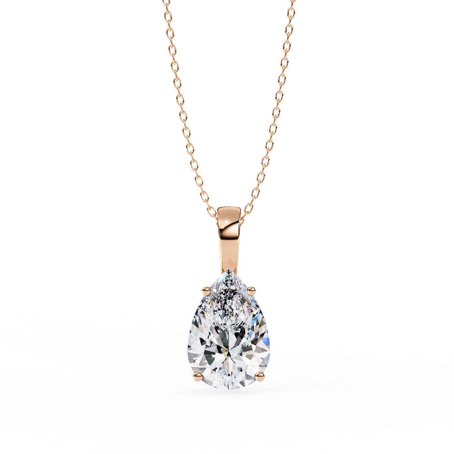 Lab Grown Solitaire Diamond Pendant Pear Stone (2.06ct) In 14K Gold Without Chain