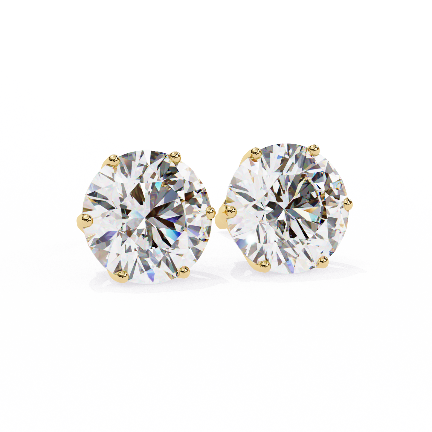 LGD Solitaire Ear Studs Round Stone (2.58ct Pair) In 14K Gold