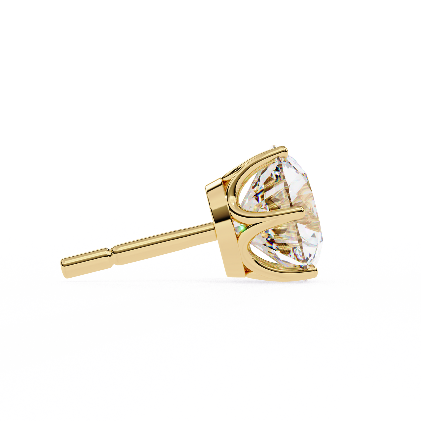 LGD Solitaire Ear Studs Round Stone (2.58ct Pair) In 14K Gold