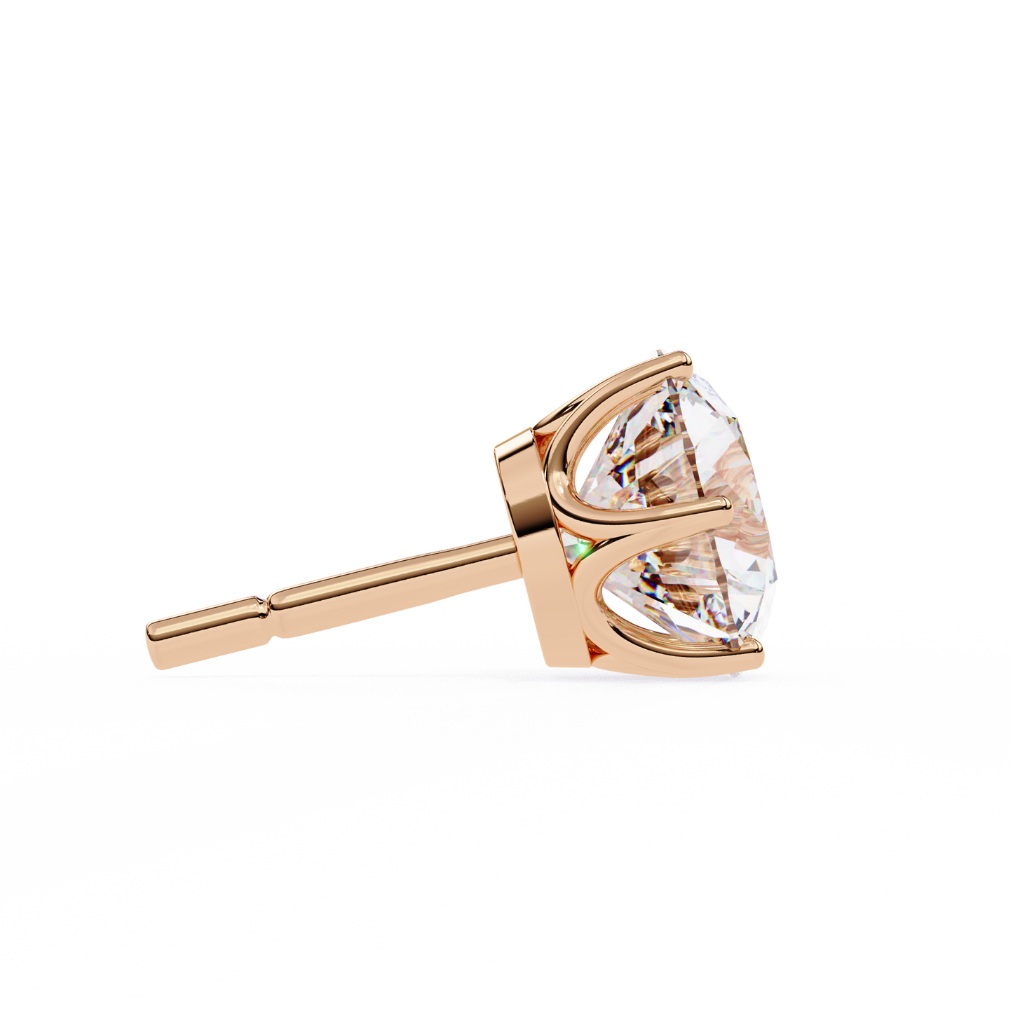 LGD Solitaire Ear Studs Round Stone (2.58ct Pair) In 14K Gold