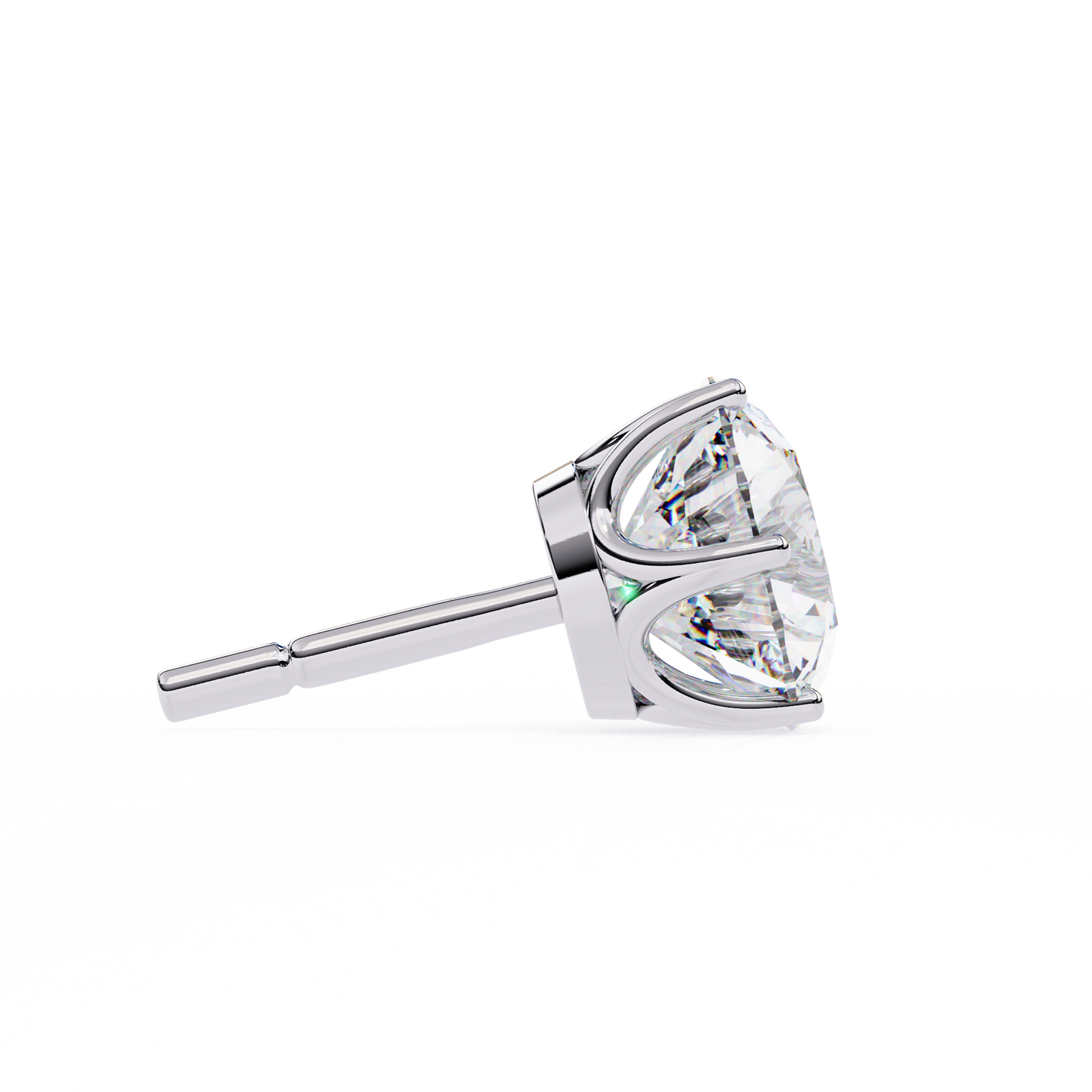 LGD Solitaire Ear Studs Round Stone (2.58ct Pair) In 14K Gold