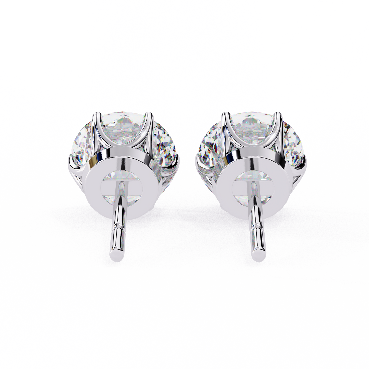 LGD Solitaire Ear Studs Round Stone (2.58ct Pair) In 14K Gold