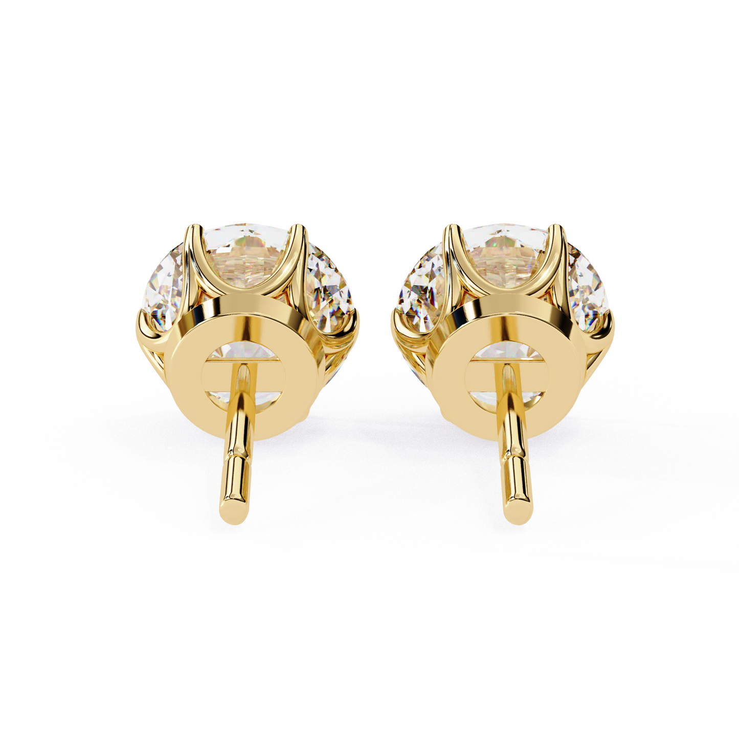 LGD Solitaire Ear Studs Round Stone (2.58ct Pair) In 14K Gold