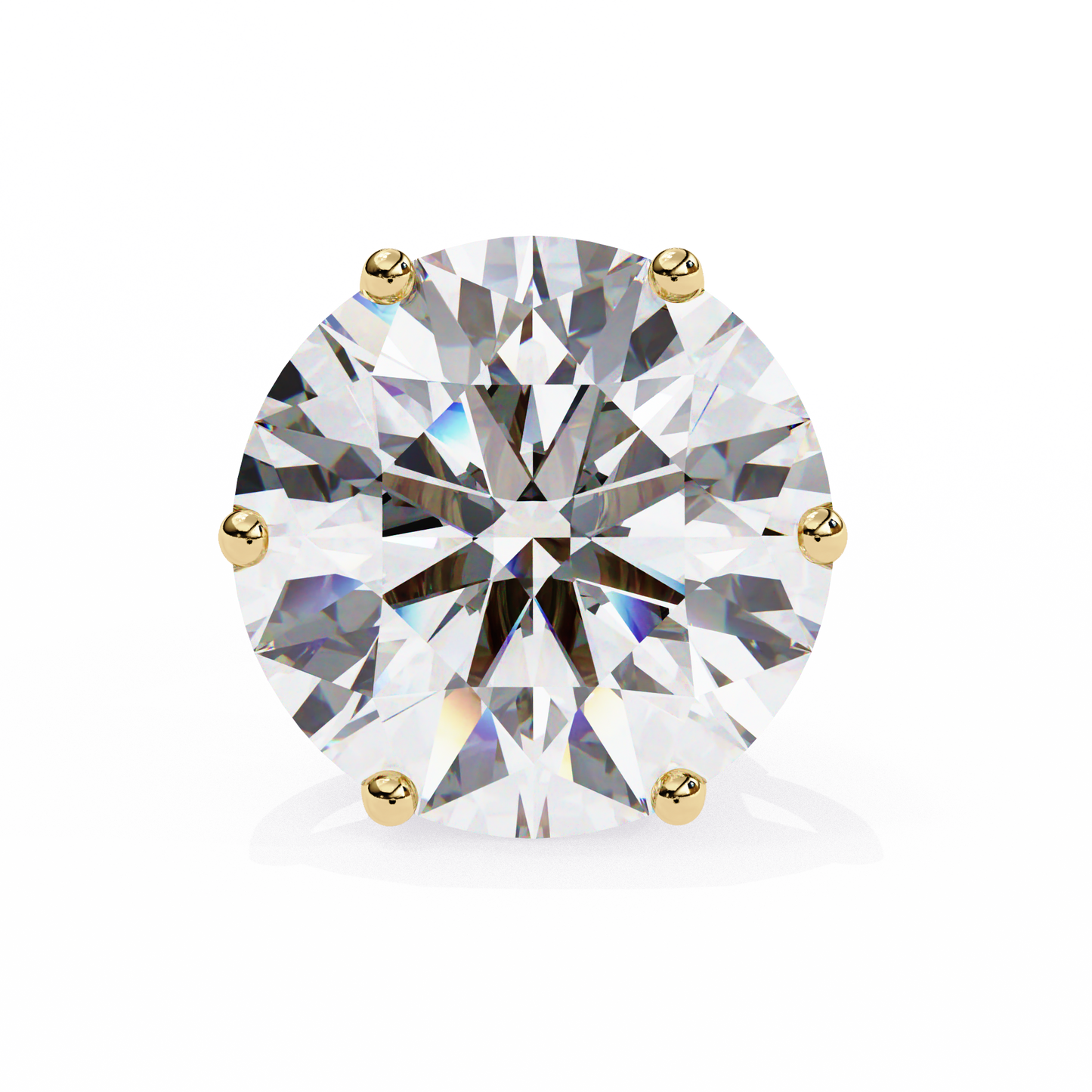 LGD Solitaire Ear Studs Round Stone (2.58ct Pair) In 14K Gold