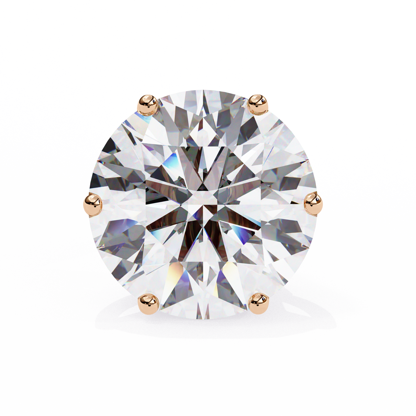 LGD Solitaire Ear Studs Round Stone (2.58ct Pair) In 14K Gold