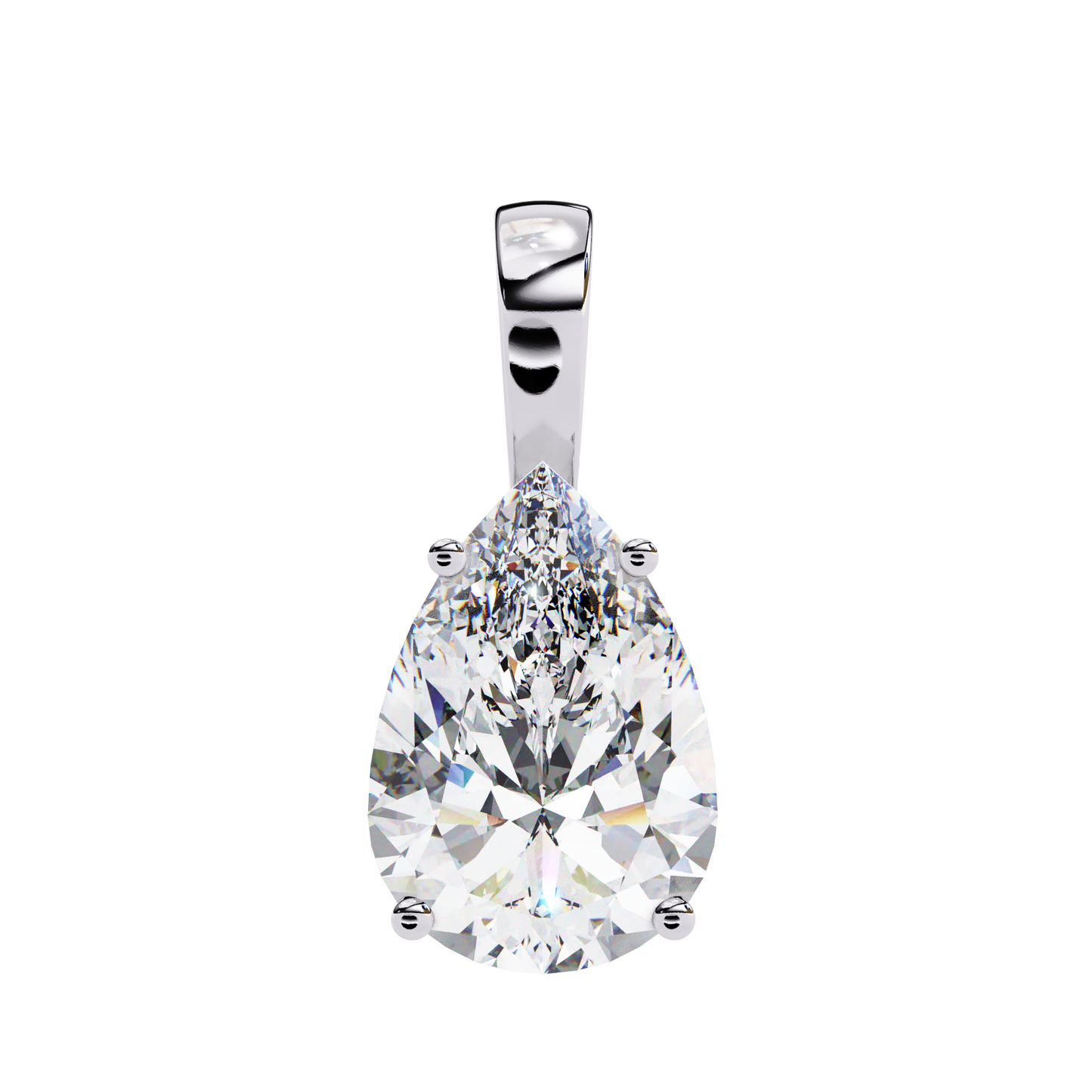 Lab Grown Solitaire Diamond Pendant Pear Stone (2.06ct) In 14K Gold Without Chain