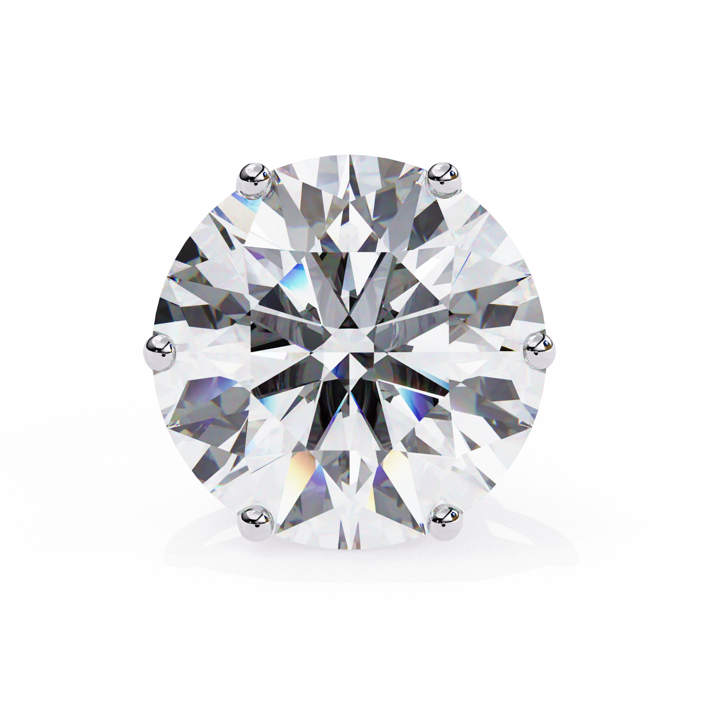 LGD Solitaire Ear Studs Round Stone (2.58ct Pair) In 14K Gold