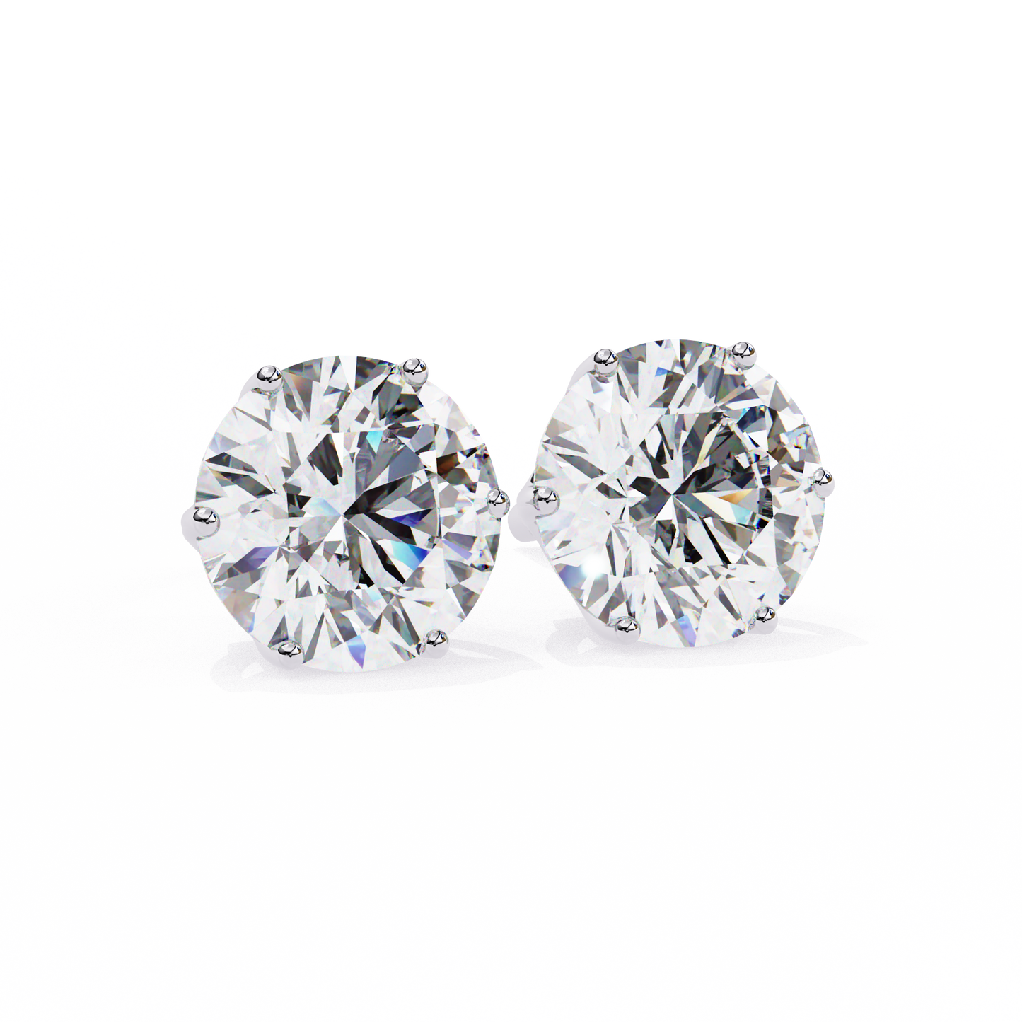 LGD Solitaire Ear Studs Round Stone (2.58ct Pair) In 14K Gold