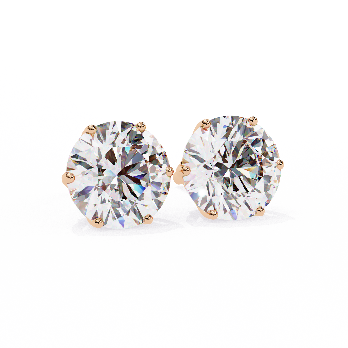 LGD Solitaire Ear Studs Round Stone (2.58ct Pair) In 14K Gold