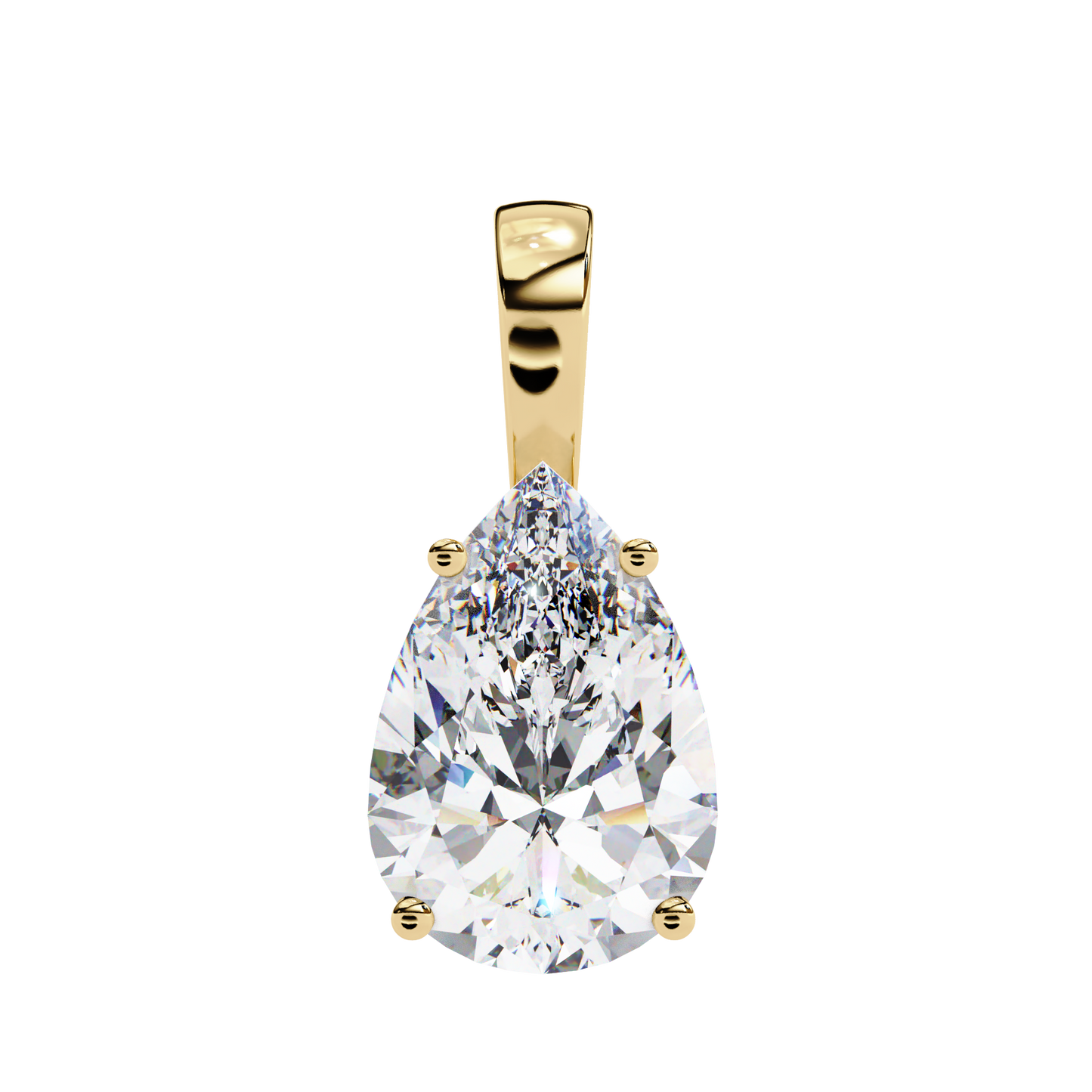 Lab Grown Solitaire Diamond Pendant Pear Stone (2.06ct) In 14K Gold Without Chain