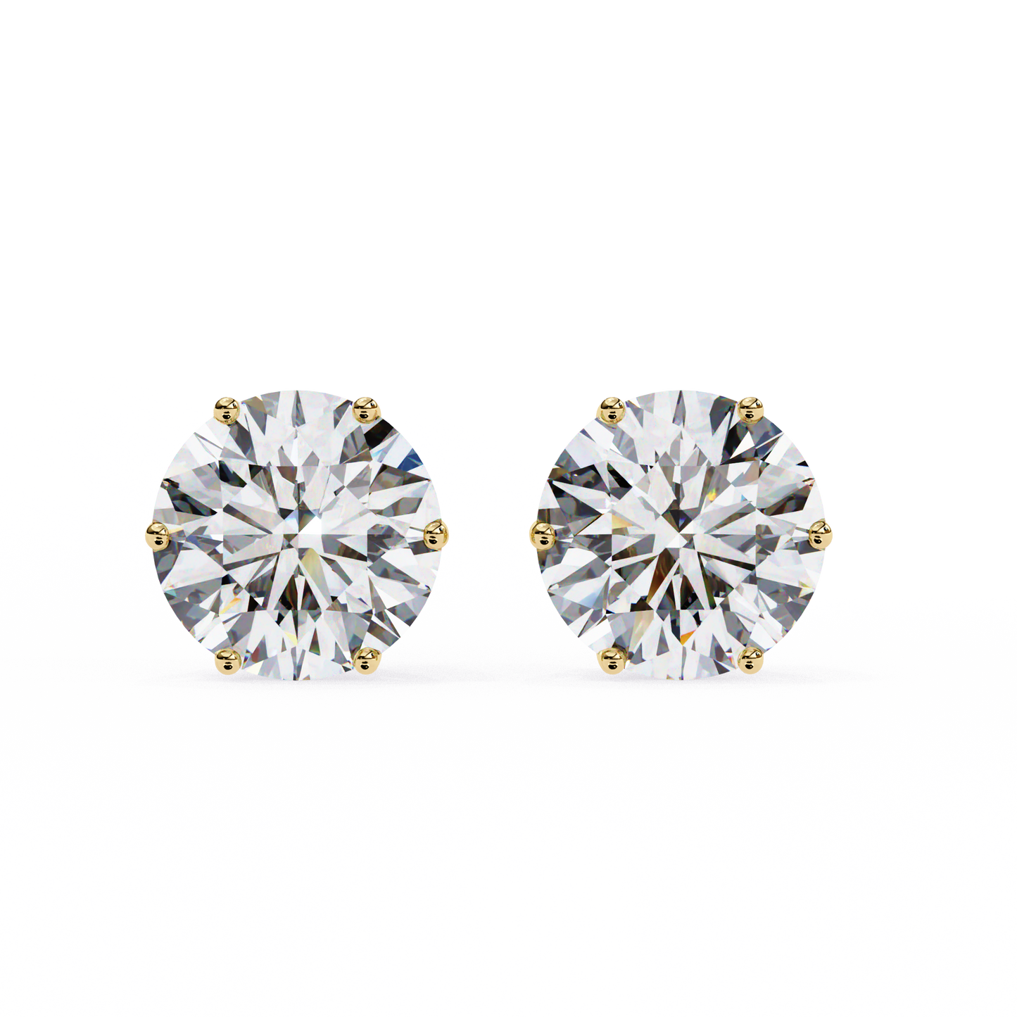 LGD Solitaire Ear Studs Round Stone (2.58ct Pair) In 14K Gold