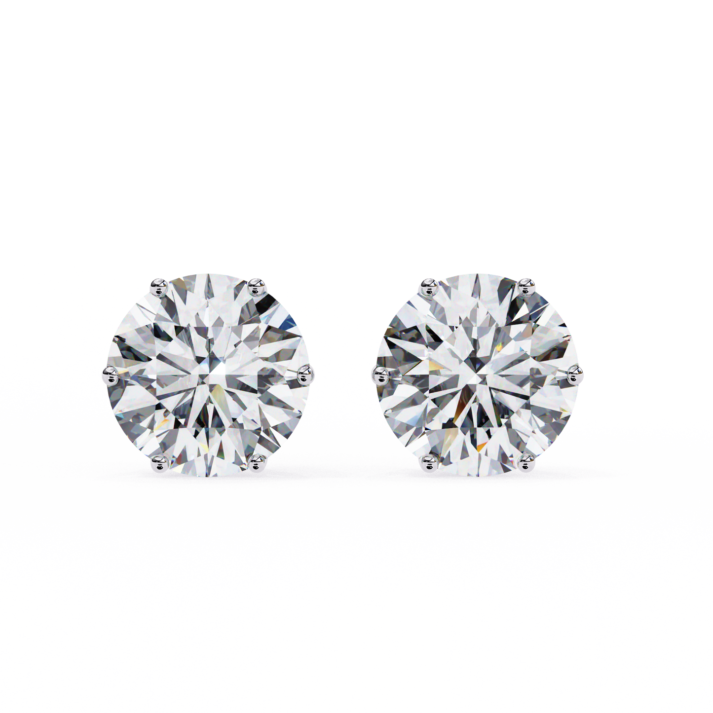 LGD Solitaire Ear Studs Round Stone (2.58ct Pair) In 14K Gold