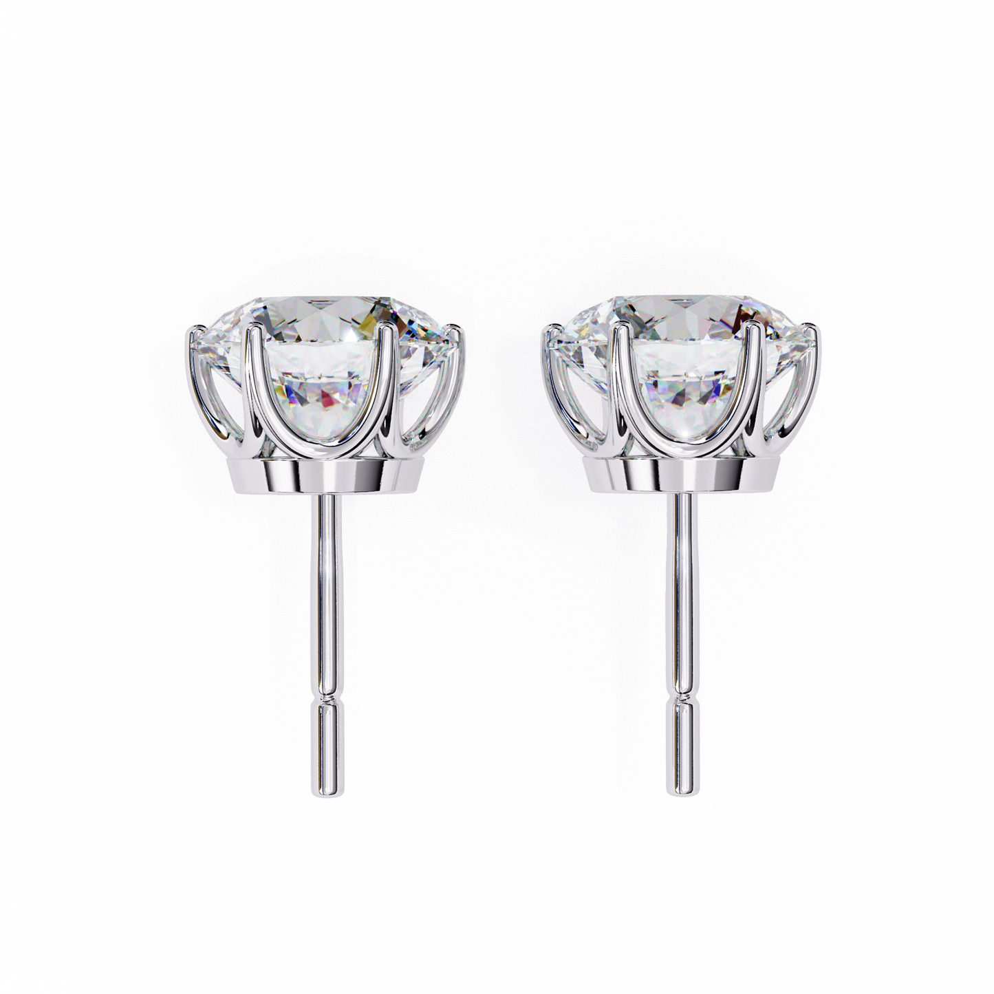 LGD Solitaire Ear Studs Round Stone (2.58ct Pair) In 14K Gold