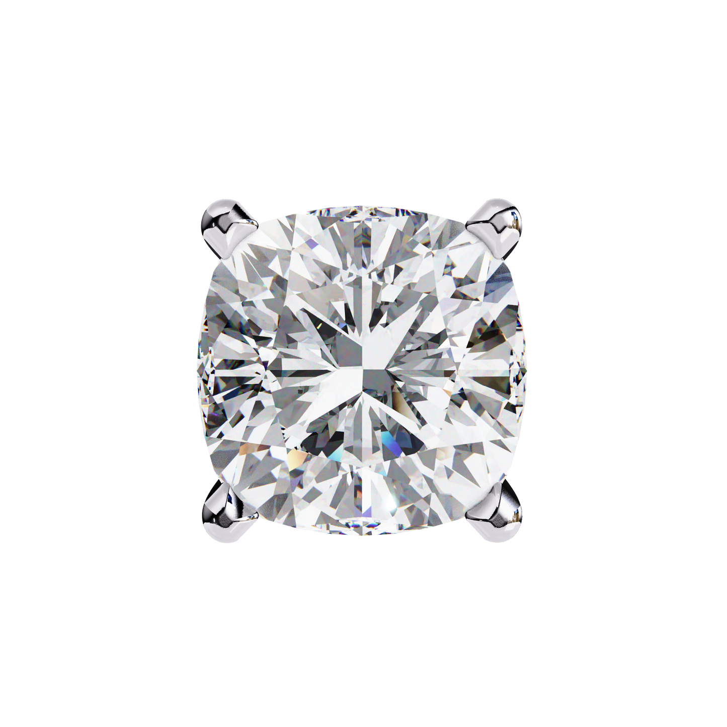 LGD Solitaire Ear Studs Cushion Square Stone (2.34ct) In 14K Gold