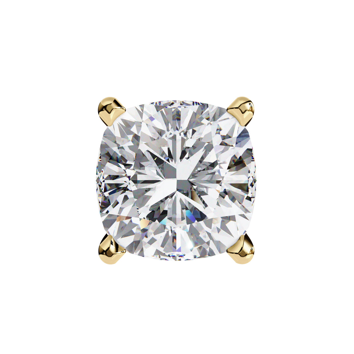 LGD Solitaire Ear Studs Cushion Square Stone (2.34ct) In 14K Gold