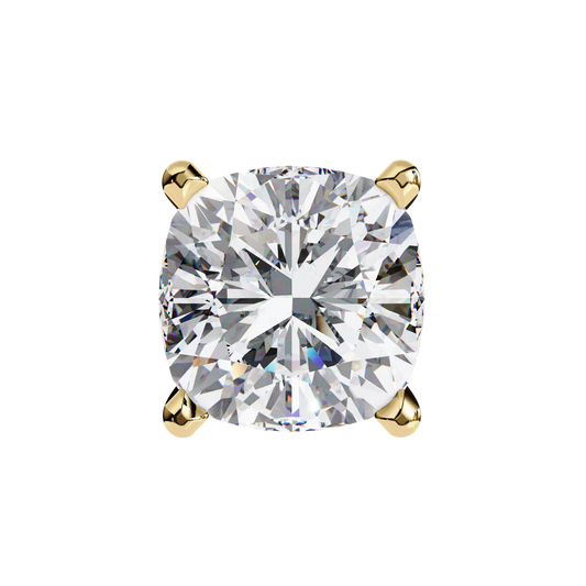 Lab Grown Diamond Solitaire Ear Studs Cushion Square Stone (2.34ct) In 14K Gold