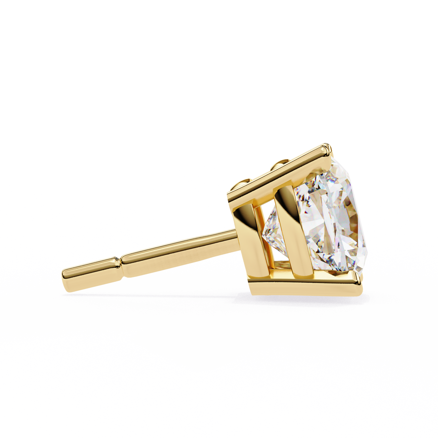 LGD Solitaire Ear Studs Cushion Square Stone (2.34ct) In 14K Gold