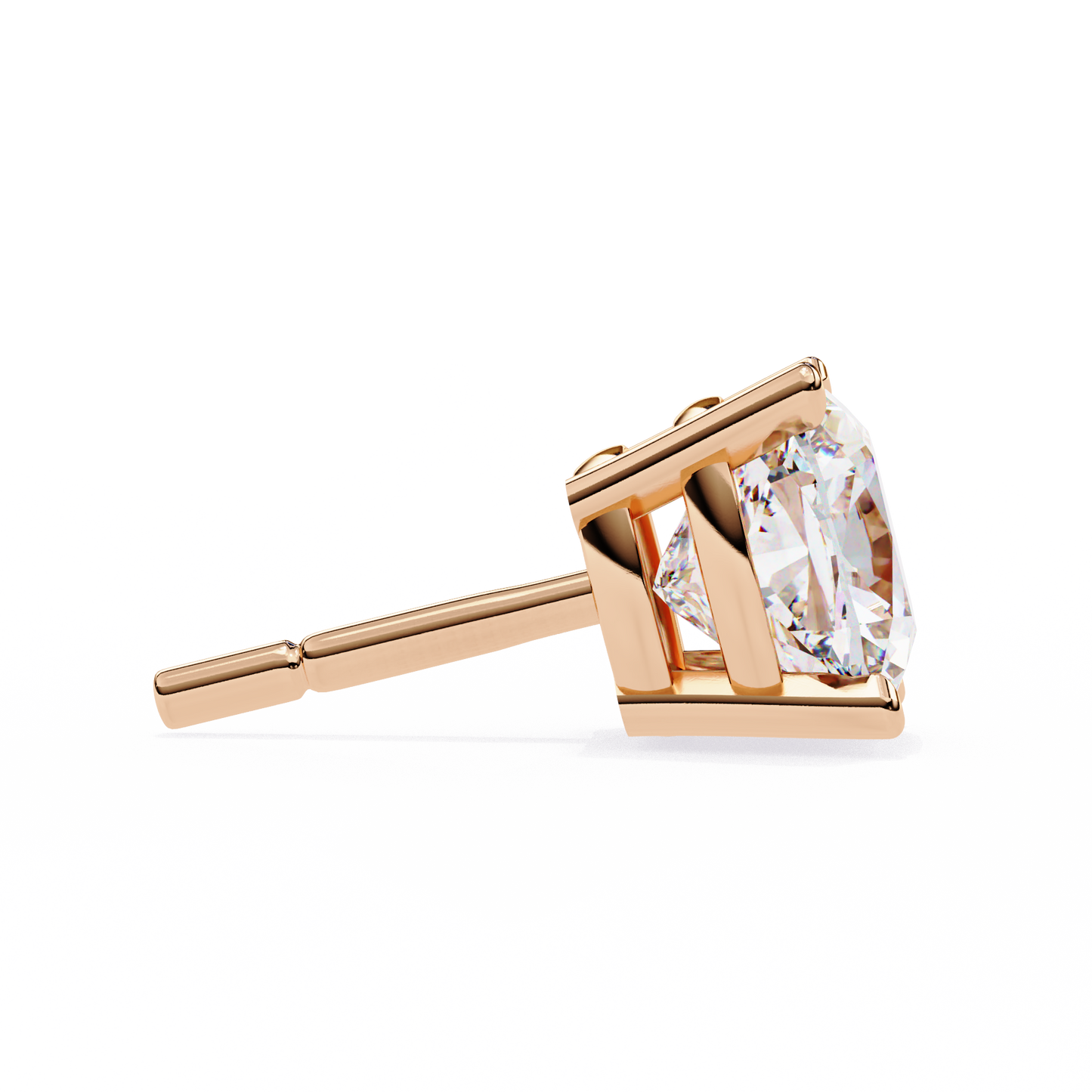 LGD Solitaire Ear Studs Cushion Square Stone (2.34ct) In 14K Gold