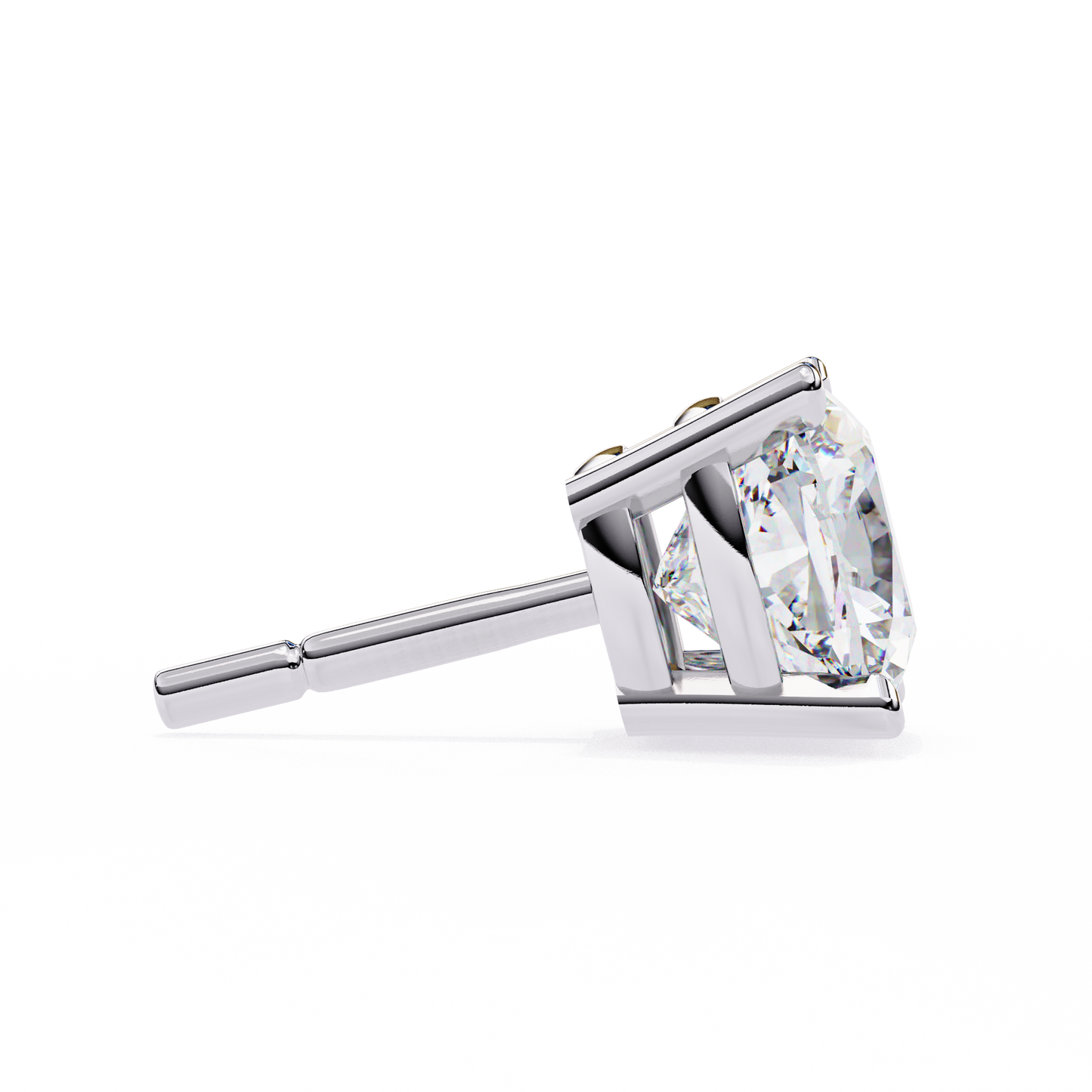 LGD Solitaire Ear Studs Cushion Square Stone (2.34ct) In 14K Gold