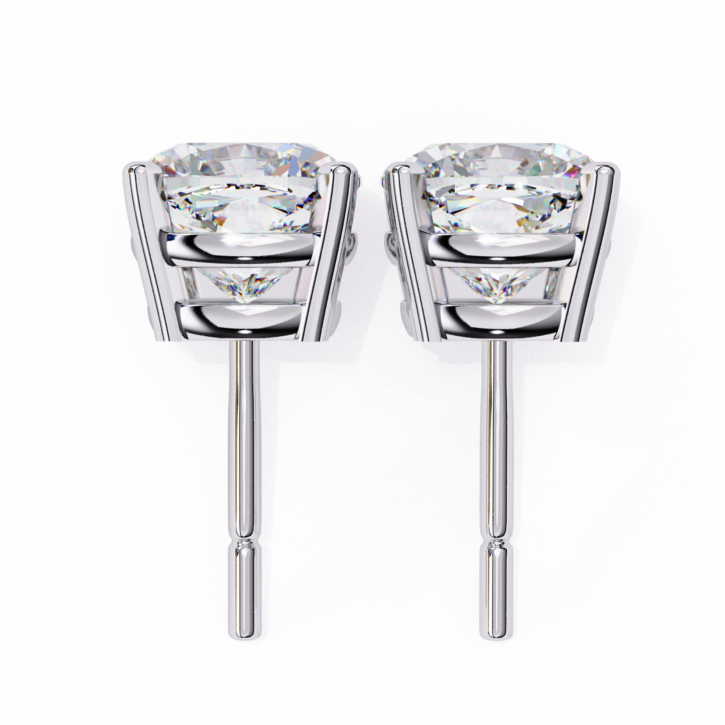 LGD Solitaire Ear Studs Cushion Square Stone (2.34ct) In 14K Gold