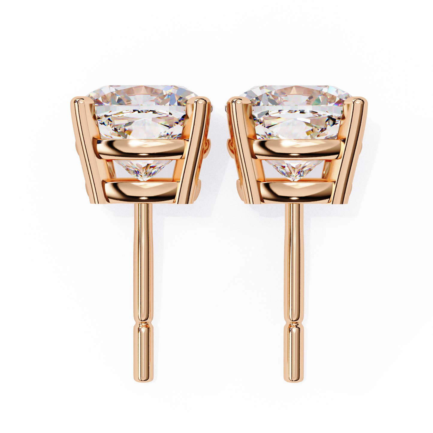 LGD Solitaire Ear Studs Cushion Square Stone (2.34ct) In 14K Gold