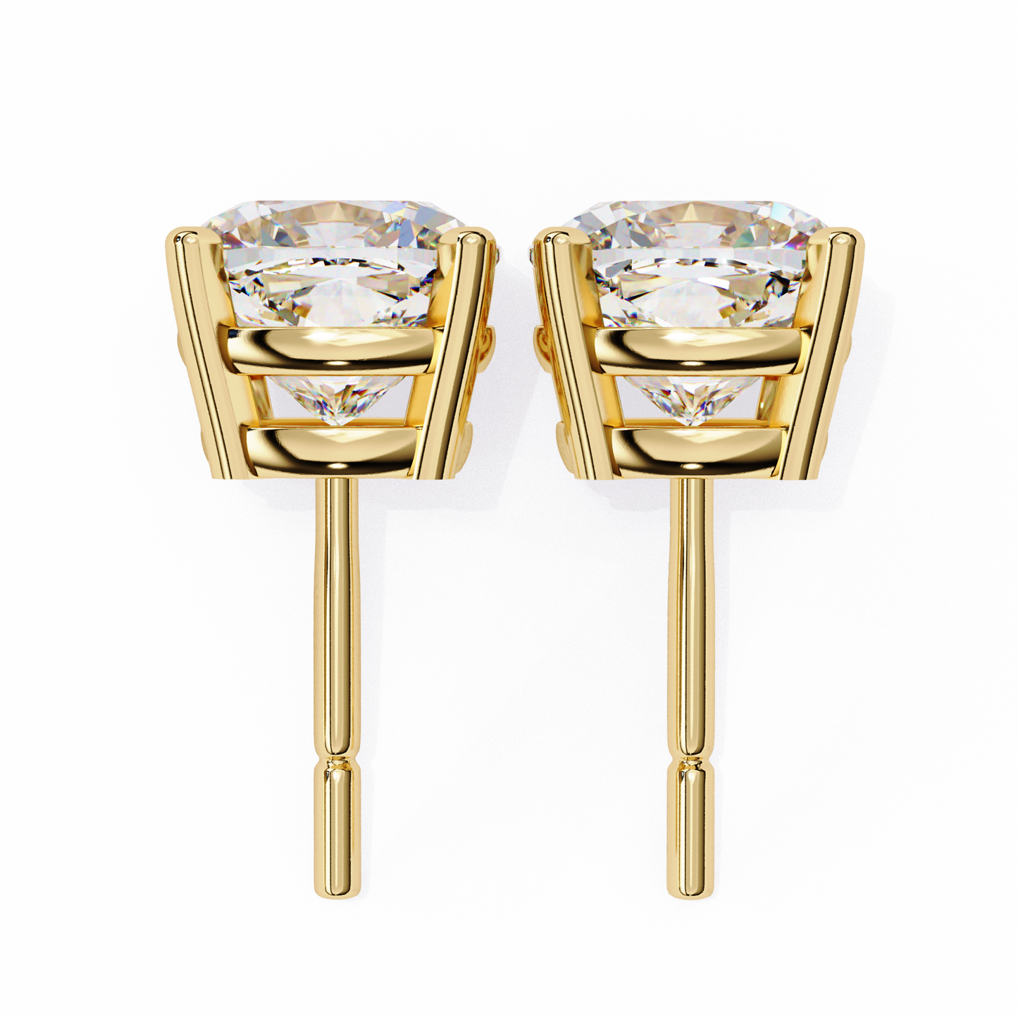 LGD Solitaire Ear Studs Cushion Square Stone (2.34ct) In 14K Gold