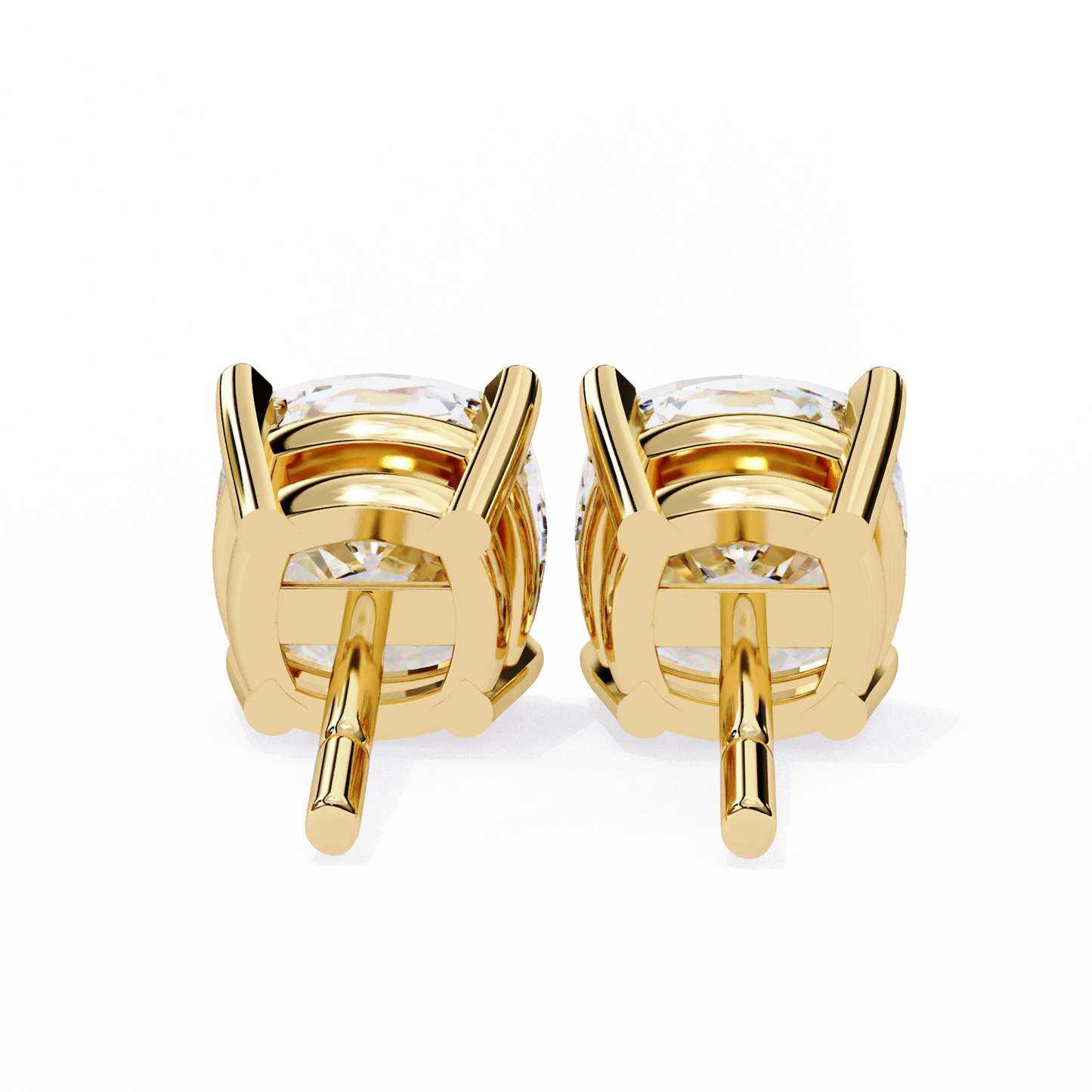 LGD Solitaire Ear Studs Cushion Square Stone (2.34ct) In 14K Gold