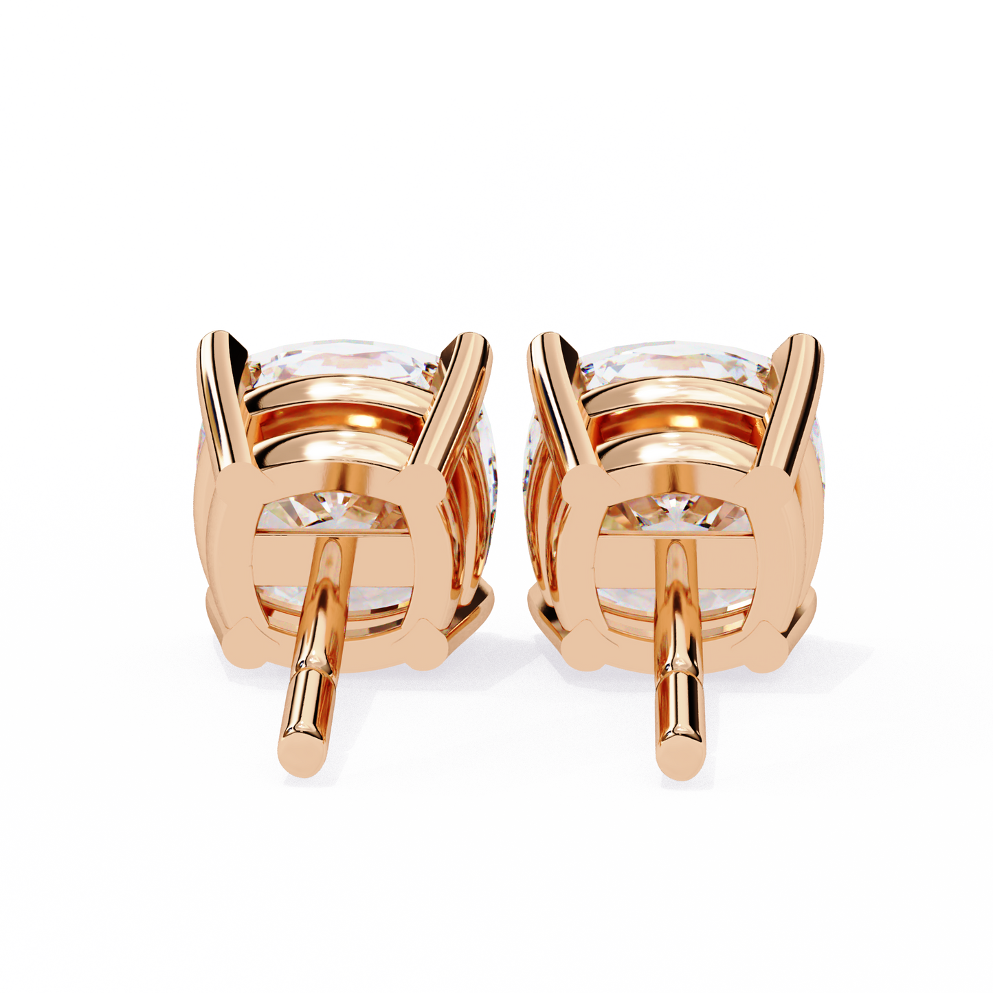 LGD Solitaire Ear Studs Cushion Square Stone (2.34ct) In 14K Gold