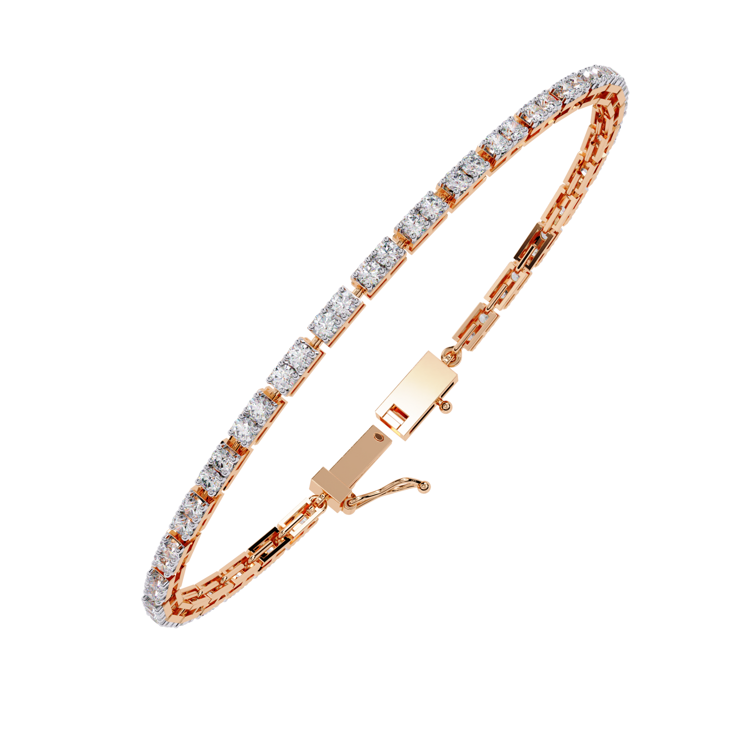Lab Grown Diamond Bracelet Round Stone (2.30ct) In 14K Gold