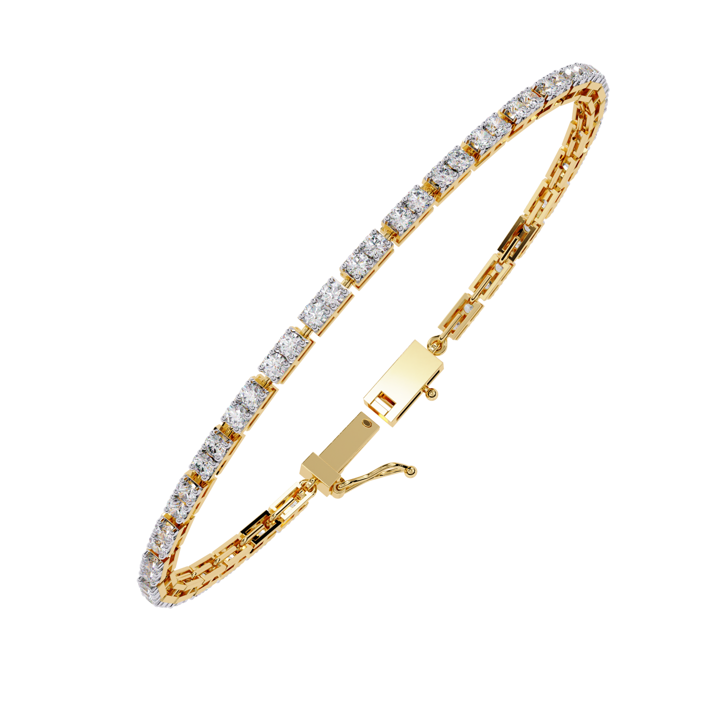 Lab Grown Diamond Bracelet Round Stone (2.30ct) In 14K Gold