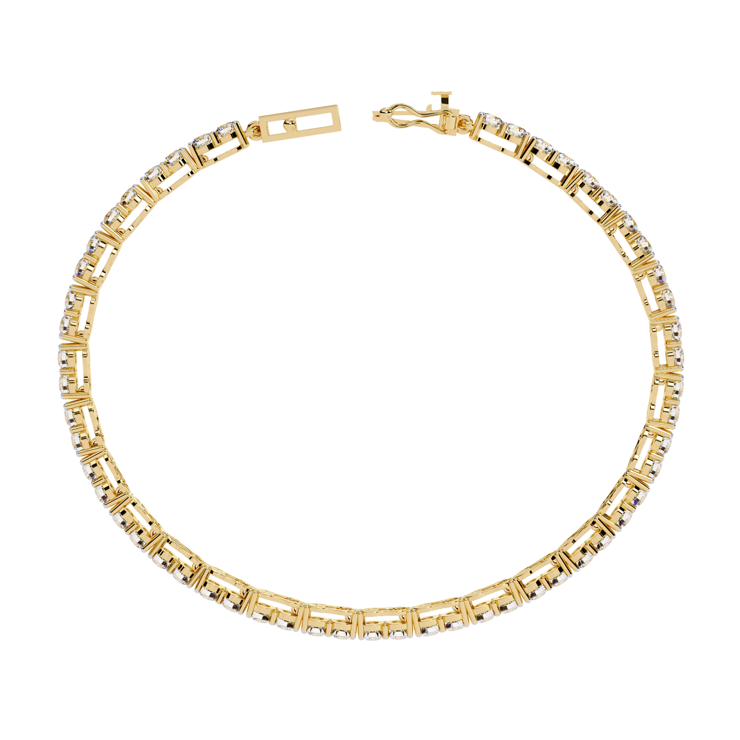 Lab Grown Diamond Bracelet Round Stone (4.05ct) In 14K Gold