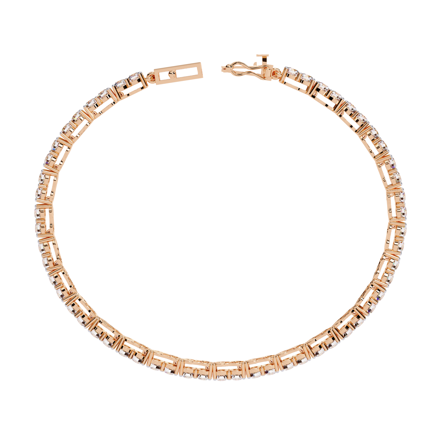Lab Grown Diamond Bracelet Round Stone (4.05ct) In 14K Gold