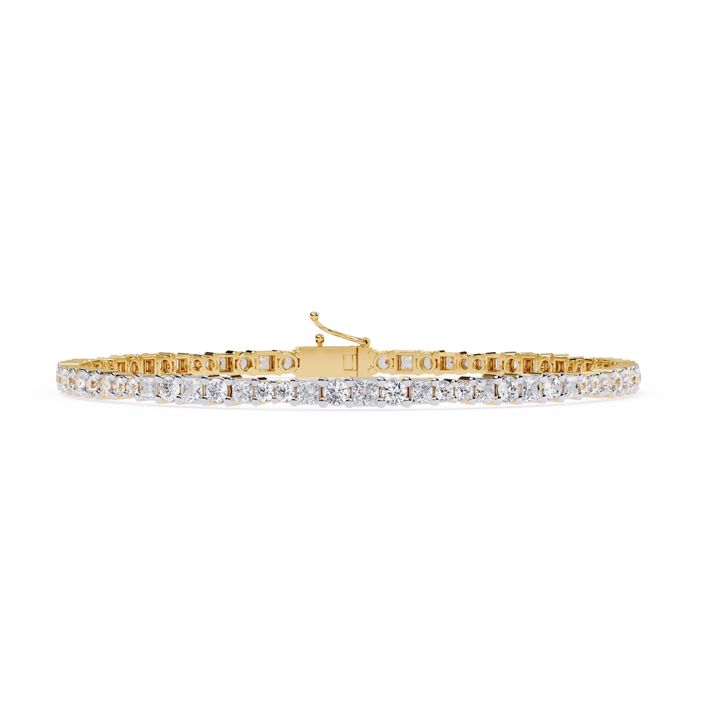 Lab Grown Diamond Bracelet Princess Stone (2.06ct) In 14K Gold