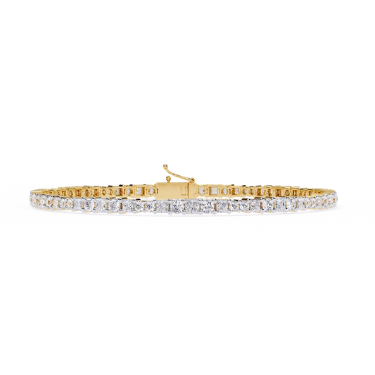 Lab Grown Diamond Bracelet Princess Stone (2.06ct) In 14K Gold