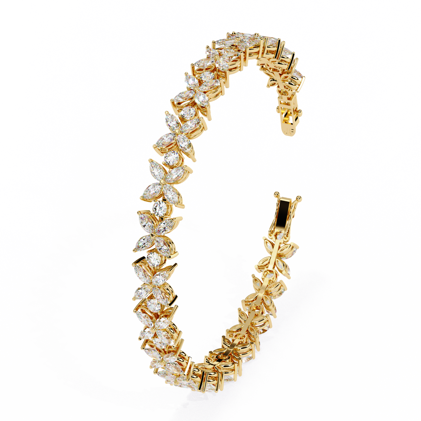 Lab Grown Diamond Bracelet Round Stone (6.34ct ) In 14K Gold