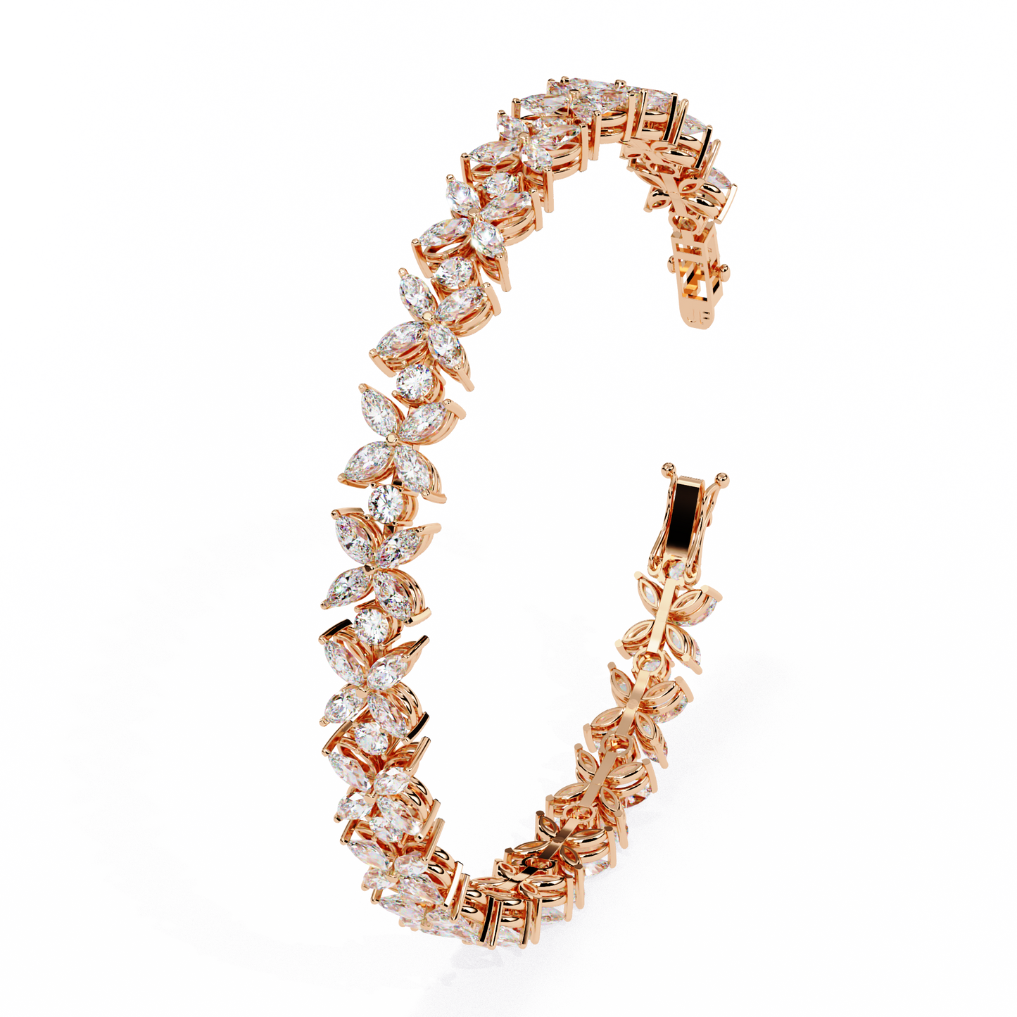 Lab Grown Diamond Bracelet Round Stone (6.34ct ) In 14K Gold