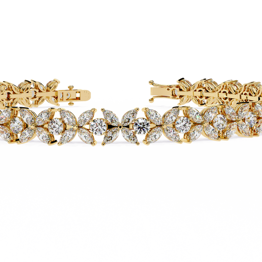 Lab Grown Diamond Bracelet Round Stone (6.34ct ) In 14K Gold