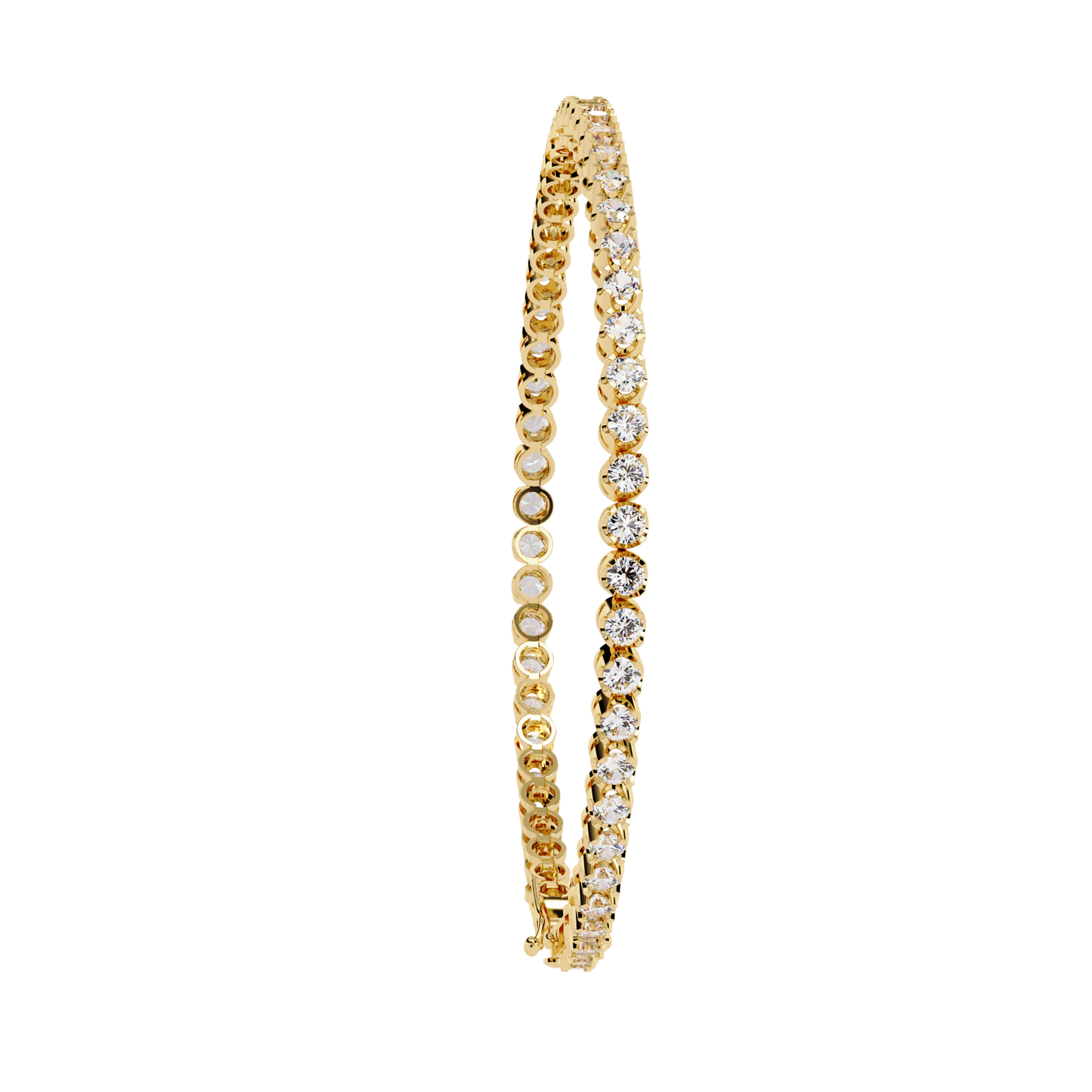 Lab Grown Diamond Bracelet Round  Stone (2.61ct ) In 14K Gold