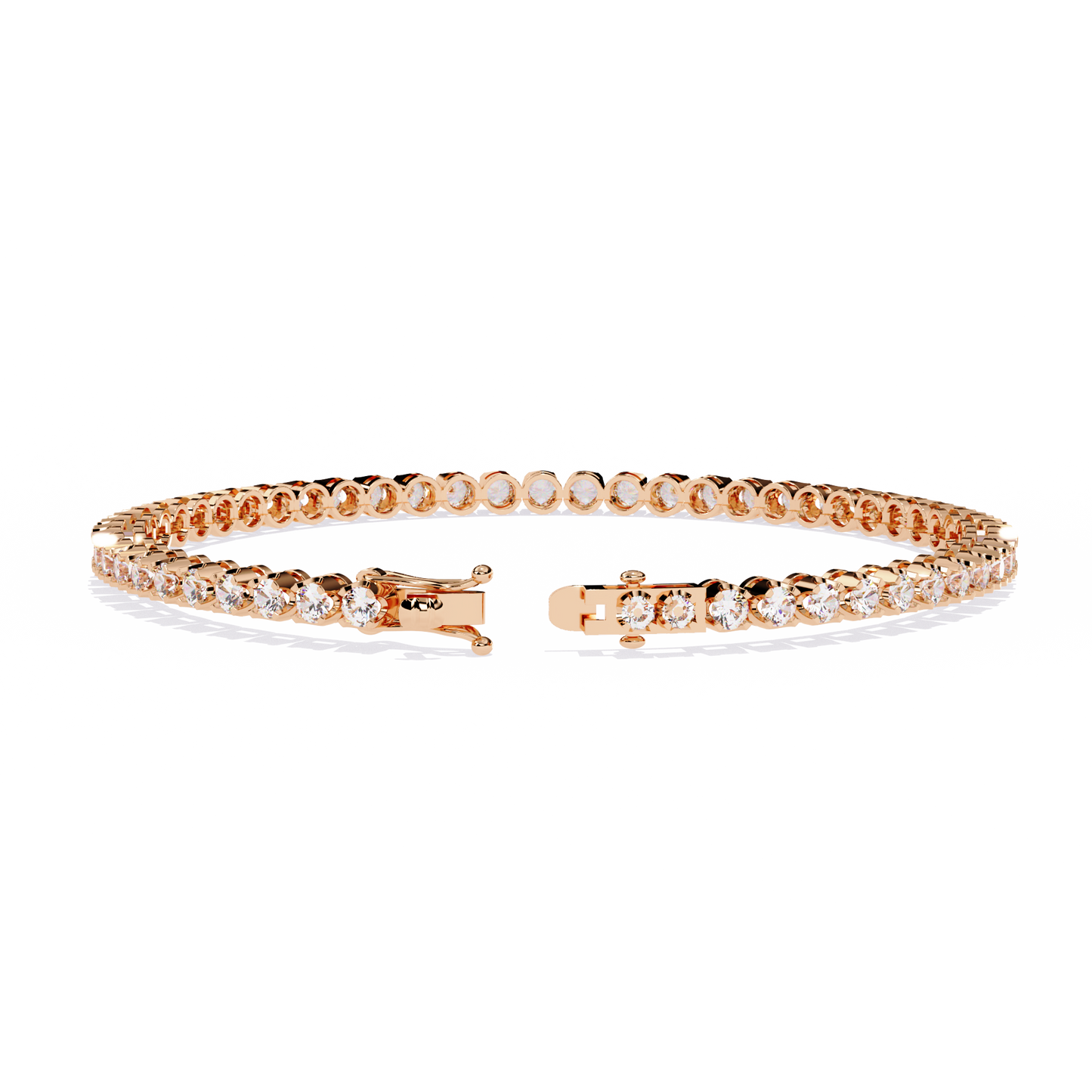 Lab Grown Diamond Bracelet Round  Stone (2.61ct ) In 14K Gold