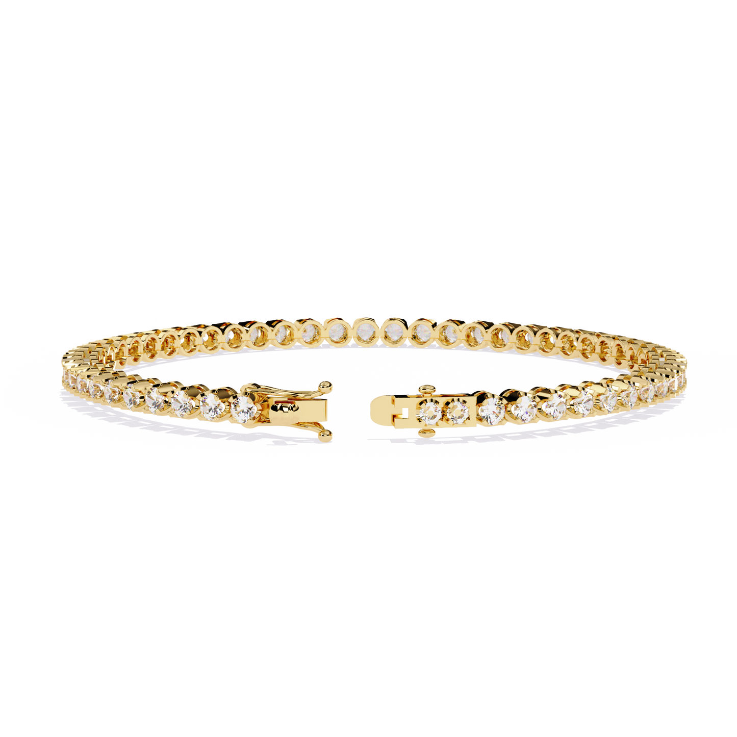 Lab Grown Diamond Bracelet Round  Stone (2.61ct ) In 14K Gold
