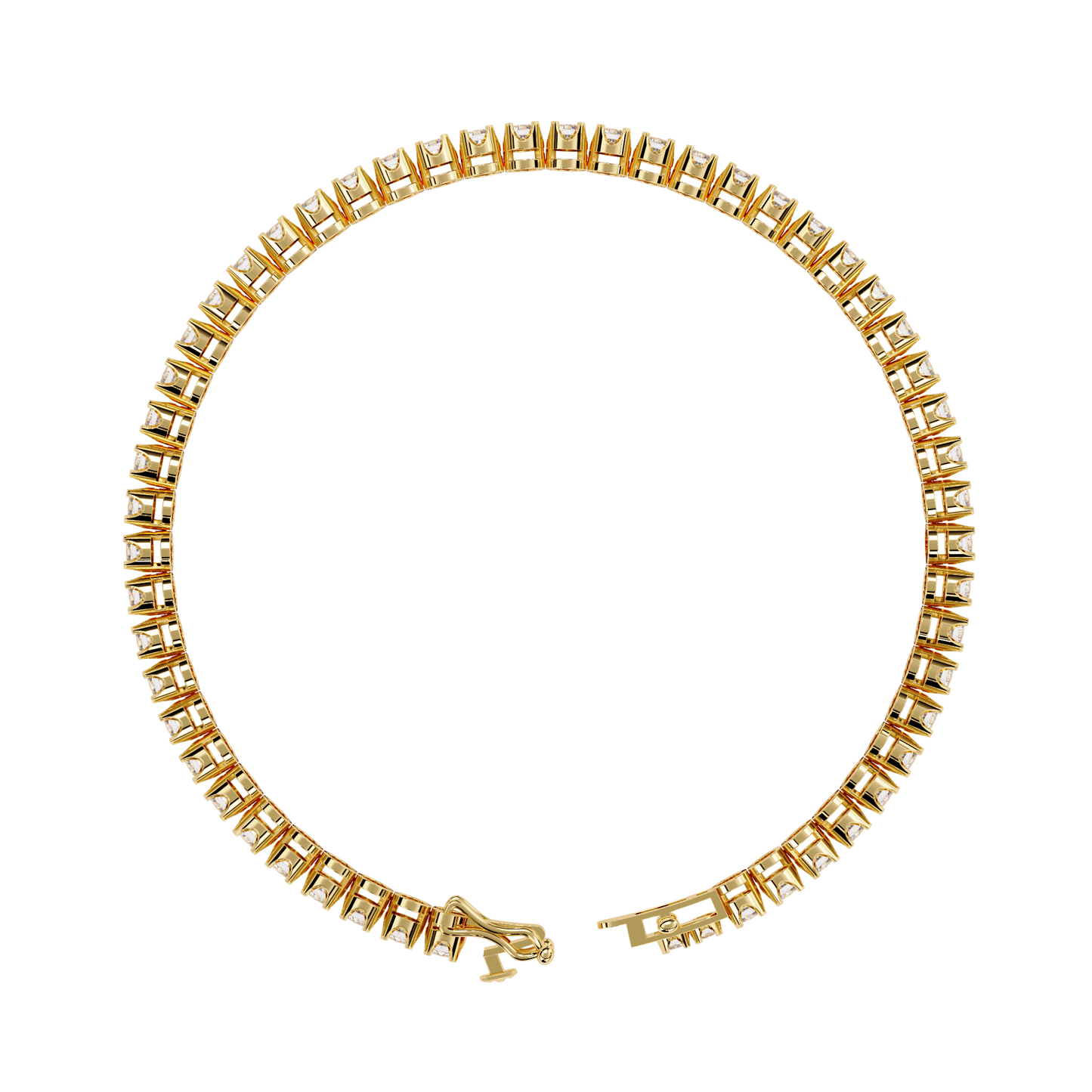 Lab Grown Diamond Bracelet Round  Stone (2.61ct ) In 14K Gold