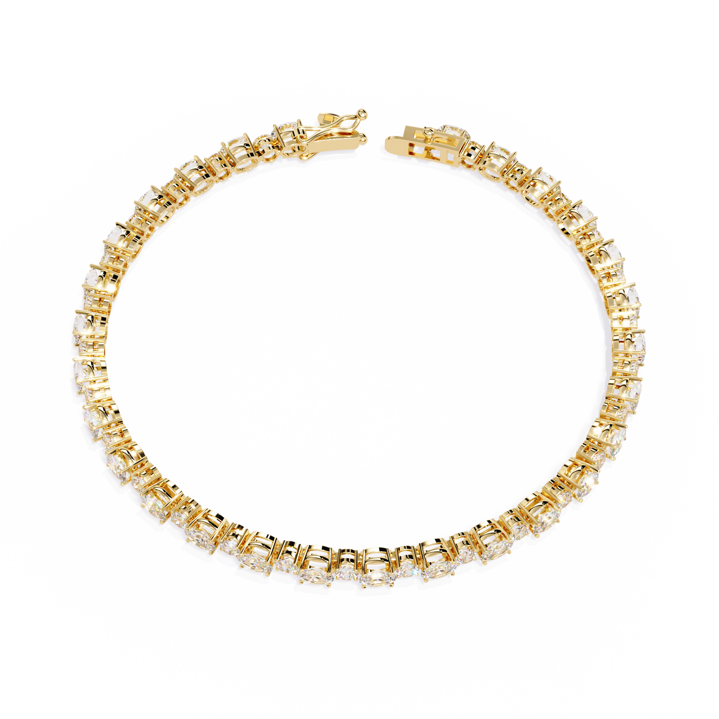 Lab Grown Diamond Bracelet Oval Stone (4.64ct ) In 14K Gold