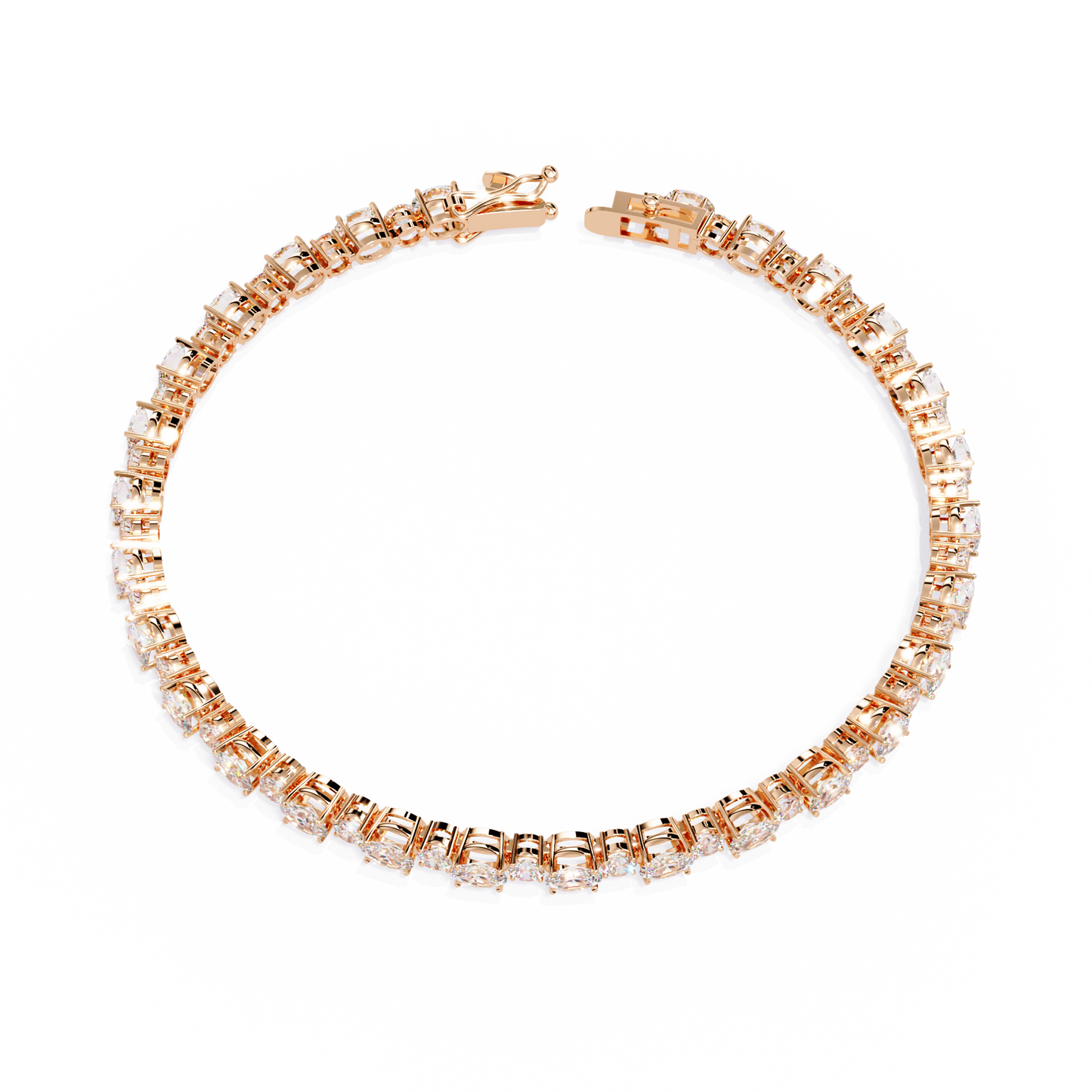 Lab Grown Diamond Bracelet Oval Stone (4.64ct ) In 14K Gold