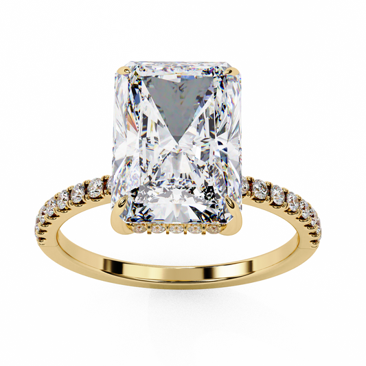 Lab Grown Diamond Solitaire Ring Radiant Stone (2.71ct) In 14K Gold