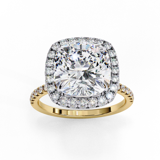 Lab Grown Diamond Solitaire Ring Cushion Stone (2.73ct) In 14K Gold
