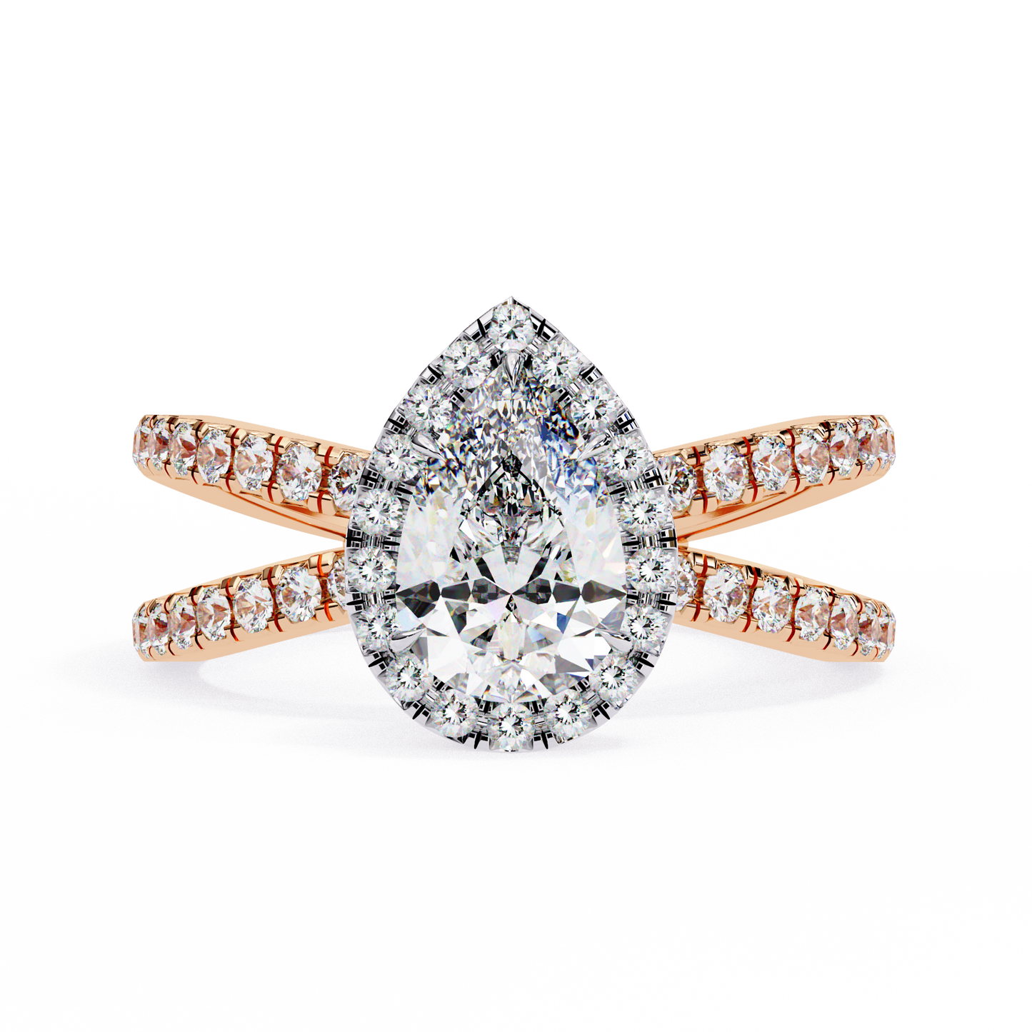 LGD Solitaire Ring Pear Stone (1.70ct) In 14K Gold