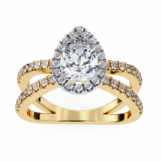 Lab Grown Diamond Solitaire Ring Pear Stone (1.70ct) In 14K Gold