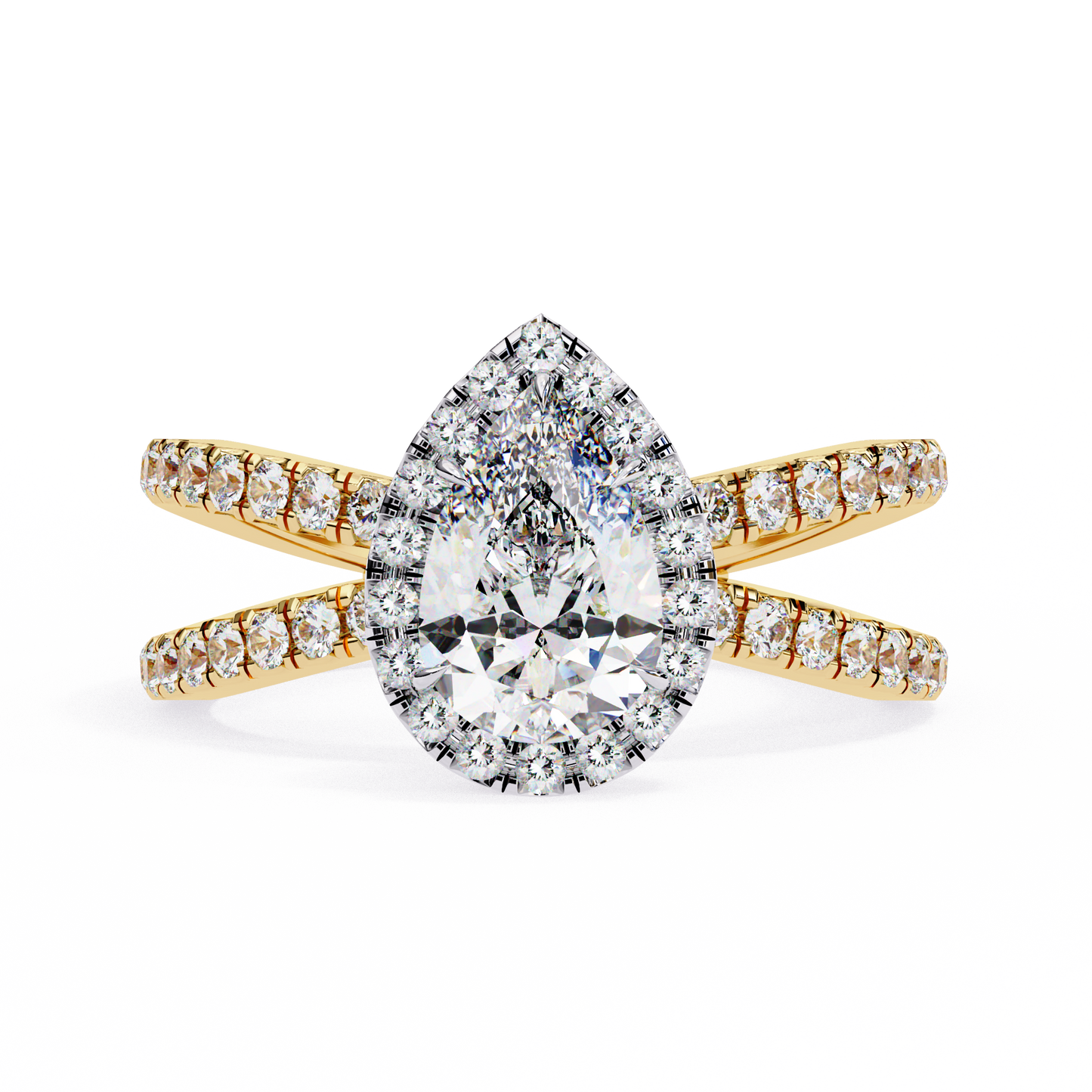 LGD Solitaire Ring Pear Stone (1.70ct) In 14K Gold